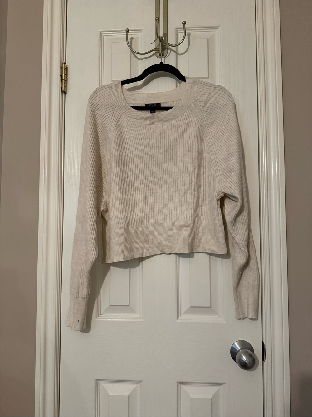 RW&CO. Cream Ribbed Crewneck Sweater